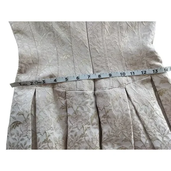 Teri Jon by Rickie Freedman Metallic Jacquard Pleated Cocktail Midi Dress Size 2 - Picture 11 of 13